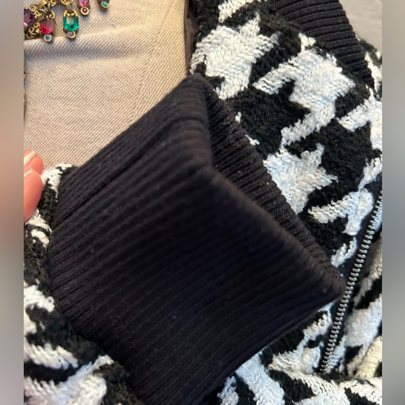 Forever 21 Contemporary Black and White Houndstooth Jacket Bomber XL - Picture 5 of 8